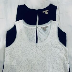 BANANA REPUBLIC, Lace Tops with Lining in Black & White